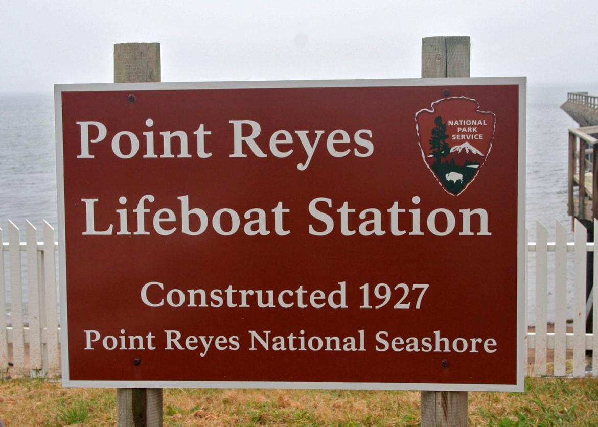 A sign that says "Point Reyes Lifeboat Station".