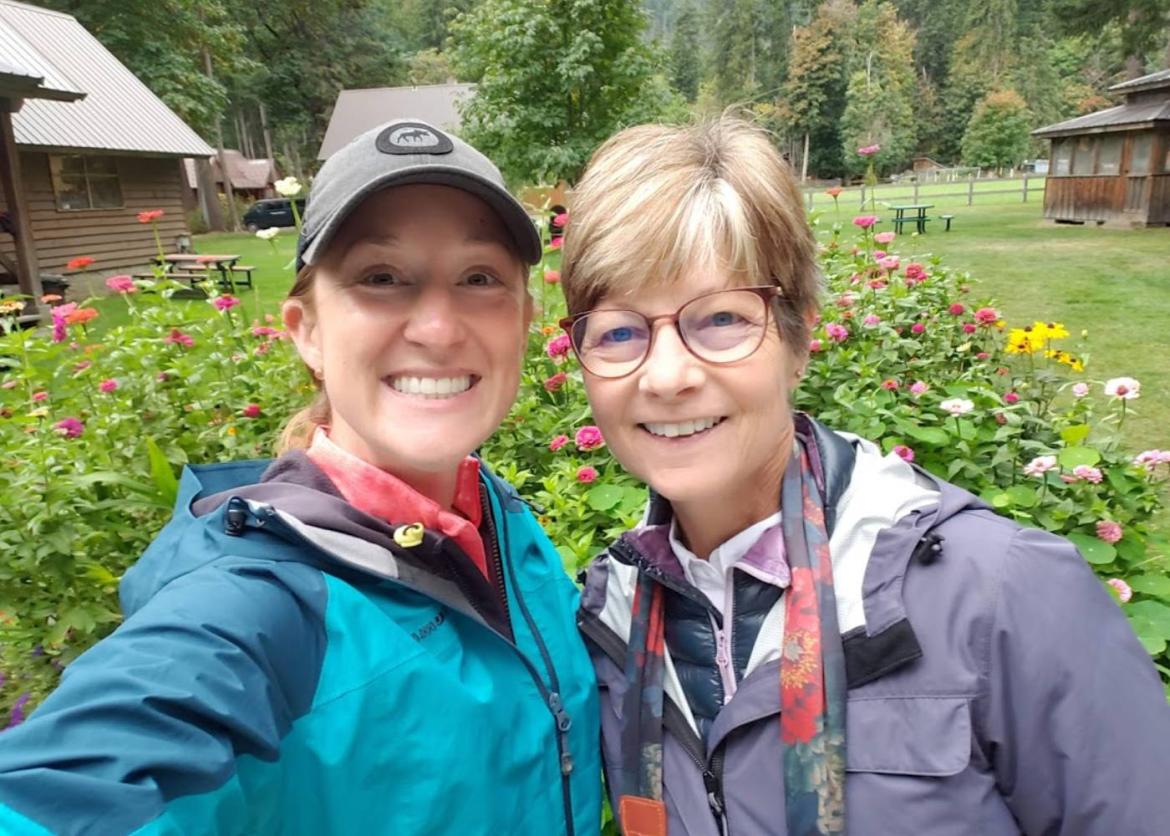 Two women take a selfie at Stehekin Valley Ranch