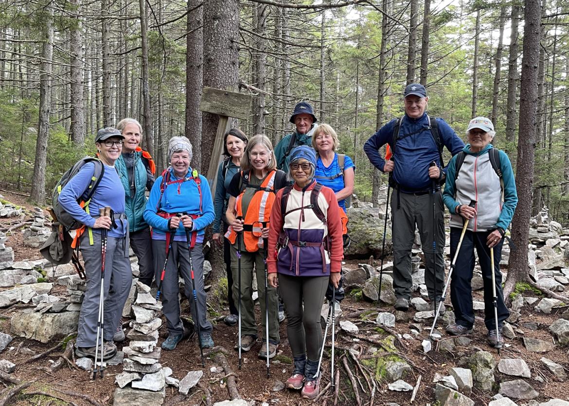 Trip participants on a hike in Vermont.