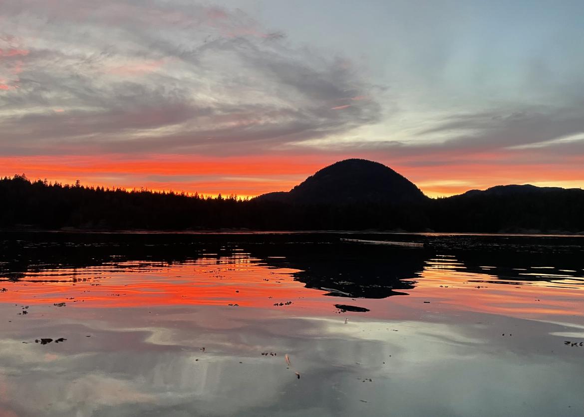 Sunset over water in British Columbia.