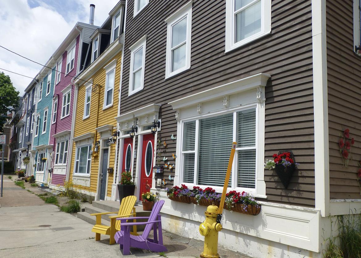 Colorful buildings on a Newfoundland street