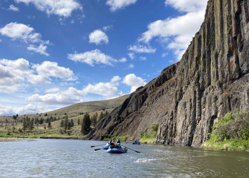Trip participants rafting the John Day River