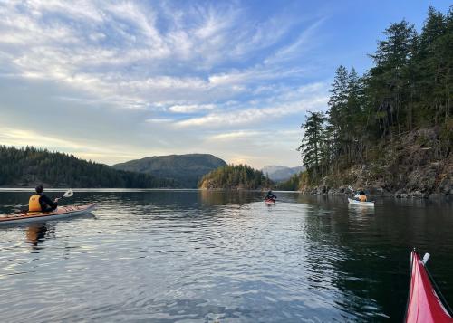 Trip participants kayaking in Discovery Island, British Columbia