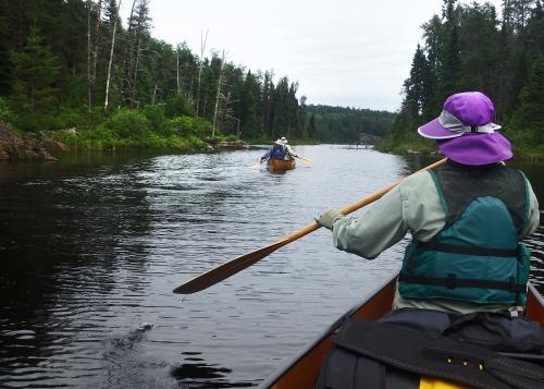 Trip participants canoeing in Boundary Waters, Minnesota